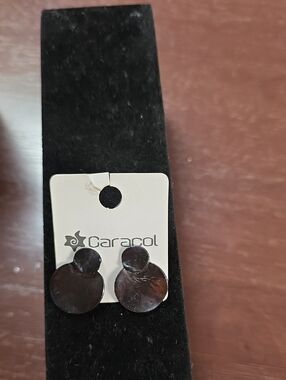 Caracol Silver Stud Earrings on Branded Card